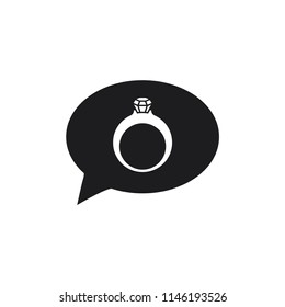 diamond ring vector icon conception with speech bubble icon 