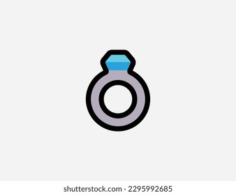 Icono vectorial del anillo de diamante. Ilustración de Emoji. Emoticono vectorial de anillo de diamante aislado