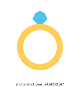 Diamond ring vector icon. Ring With Diamond Icon, engagement and wedding ring isolated on white background.