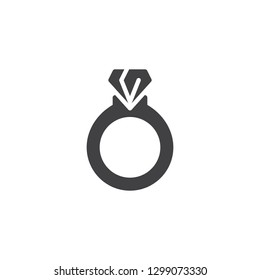 Diamond ring vector icon. filled flat sign for mobile concept and web design. Wedding ring jewellery simple solid icon. Symbol, logo illustration. Pixel perfect vector graphics