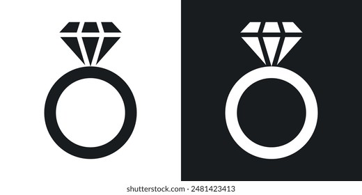 Diamond ring vector icon set in black color.