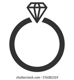 Diamond Ring vector icon symbol. Flat pictogram designed with gray and isolated on a white background.