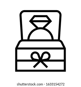 Diamond ring vector illustration, line design icon
