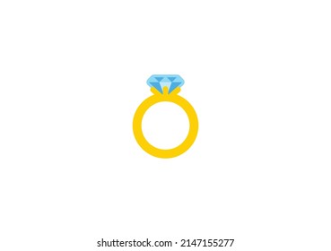 Diamond Ring Vector Isolated Emoticon. Ring Icon