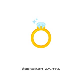 Icono aislado del vector del anillo de diamante. Ilustración de Emoji. Emoticono vectorial de anillo de diamantes