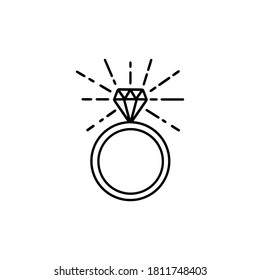 Diamond Ring Vector On White Background.