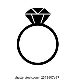 diamond ring vector on white background. engagement ring or wedding ring icon