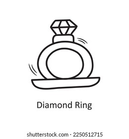  Diamond Ring vector outline hand draw Icon design illustration. Valentine Symbol on White background EPS 10 File