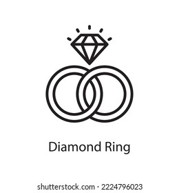 Diamond Ring Vector Outline Icon Design illustration. Love Symbol on White background EPS 10 File