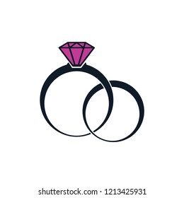 Diamond ring wedding icon logo template