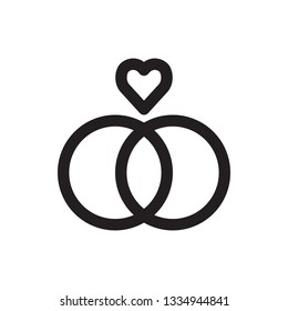 Diamantring, Hochzeitsring-Symbol in trendigem Umriss-Design. Vektorgrafik. Bearbeitbarer Vektorhub. EPS10.
