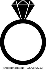 Diamond Ring Wedding Marriage Proposal Valentine's Day Love Symbol Icon. Vector Image.