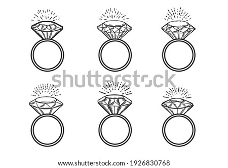 Diamond rings, Hand drawn style,  vector illustration.