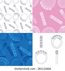 Diamond rings icons set