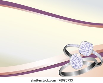  Diamond rings sparkling on pink swirl background