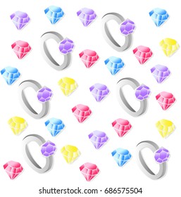Diamond rings Vector pattern background illustration
