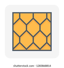 Diamond roof tile pattern vector icon. Made from material i.e. terracotta, slate, metal, steel, ceramic, concrete, plastic, clay or fiberglass. For cover and construction at top of house or building.