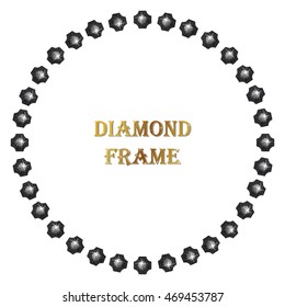 Diamond round frame. Vector jewelry background and place for your text.