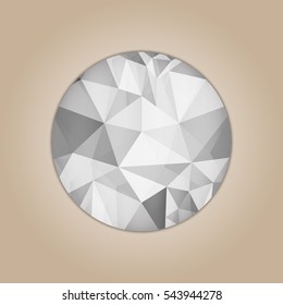 Diamond round shape grayscale color abstract polygonal vector illustration isolated on beige background