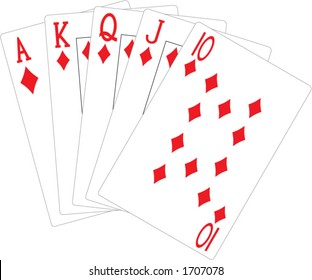 Diamond Royal Flush Vector Illustration