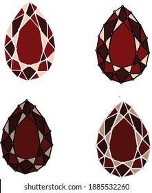 Diamantrubinen, Flachkunst, Rot, Schmuck, rote Ruine