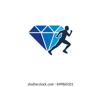 Diamond Run Icon Logo Design Element