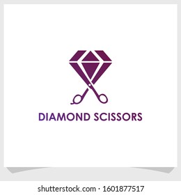 diamond and scissor logo design concept, barbershop logo design inspiration