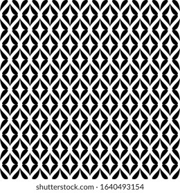 Diamond seamless pattern classic black white background simple drop shapes geometric motif. Monochrome repeating texture fabric design all over print block apparel textile, ladies dress, men's shirt.