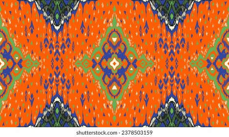 Patrón sin fisuras de diamante. Ornamento de folclore geométrico Ikat. Textura vectorial étnica tribal. Estilo azteca. bordado popular. Alfombra india, marroquí, turca, kazaja, escandinava, gitana, mexicana, africana.