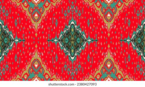 Diamond seamless pattern. Ikat geometric folklore ornament. Tribal ethnic vector texture. Aztec style. Folk embroidery. Indian, Moroccan, Turkish, Kazakh, Scandinavian, Gypsy, Mexican, African rug.