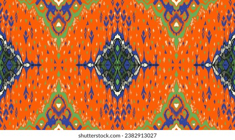 Diamond seamless pattern. Ikat geometric folklore ornament. Tribal ethnic vector texture. Aztec style. Folk embroidery. Indian, Moroccan, Turkish, Kazakh, Scandinavian, Gypsy, Mexican, African rug.