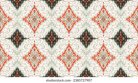 Diamond seamless pattern. Ikat geometric folklore ornament. Tribal ethnic vector texture. Aztec style. Folk embroidery. Indian, Moroccan, Turkish, Kazakh, Scandinavian, Gypsy, Mexican, African rug.