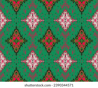 Diamond seamless pattern. Ikat geometric folklore ornament. Tribal ethnic vector texture. Aztec style. Folk embroidery. Indian, Moroccan, Turkish, Kazakh, Scandinavian, Gypsy, Mexican, African rug.