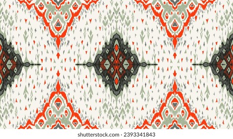 Diamant nahtloses Muster. Ikat geometrische Folklore-Ornament. Stammesethnische Vektorstruktur. Aztec-Stil. Folkstickerei. Indischer, marokkanischer, türkischer, kasachischer, skandinavischer, Zigeuner, mexikanischer, afrikanischer Teppich.