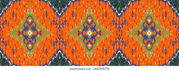 Diamond seamless pattern. Ikat geometric folklore ornament. Tribal ethnic vector texture. Aztec style. Folk embroidery. Indian, Moroccan, Turkish, Kazakh, Scandinavian, Gypsy, Mexican, African rug.