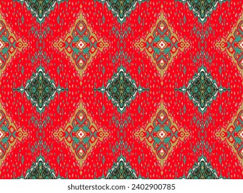 Patrón sin fisuras de diamante. Ornamento de folclore geométrico Ikat. Textura vectorial étnica tribal. Estilo azteca. bordado popular. Alfombra india, marroquí, turca, kazaja, escandinava, gitana, mexicana, africana.