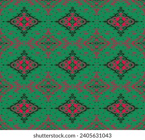Diamond seamless pattern. Ikat geometric folklore ornament. Tribal ethnic vector texture. Aztec style. Folk embroidery. Indian, Moroccan, Turkish, Kazakh, Scandinavian, Gypsy, Mexican, African rug.