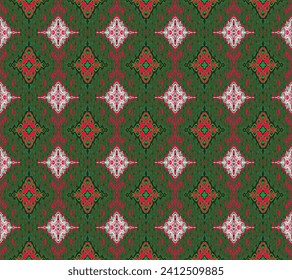 Diamond seamless pattern. Ikat geometric folklore ornament. Tribal ethnic vector texture. Aztec style. Folk embroidery. Indian, Moroccan, Turkish, Kazakh, Scandinavian, Gypsy, Mexican, African rug.