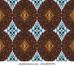 Diamond seamless pattern. Ikat geometric folklore ornament. Tribal ethnic vector texture. Aztec style. Folk embroidery. Indian, Moroccan, Turkish, Kazakh, Scandinavian, Gypsy, Mexican, African rug.