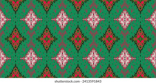 Diamond seamless pattern. Ikat geometric folklore ornament. Tribal ethnic vector texture. Aztec style. Folk embroidery. Indian, Moroccan, Turkish, Kazakh, Scandinavian, Gypsy, Mexican, African rug.