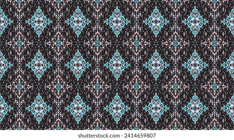Diamond seamless pattern. Ikat geometric folklore ornament. Tribal ethnic vector texture. Aztec style. Folk embroidery. Indian, Moroccan, Turkish, Kazakh, Scandinavian, Gypsy, Mexican, African rug.