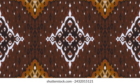 Nahtloses Rautenmuster. Ikat geometrische Folklore Ornament. Textur von ethnischen Vektoren. Azteken-Stil. Volksstickerei. indisch, marokkanisch, türkisch, kasachisch, skandinavisch, zigeunerisch, mexikanisch, afrikanisch.