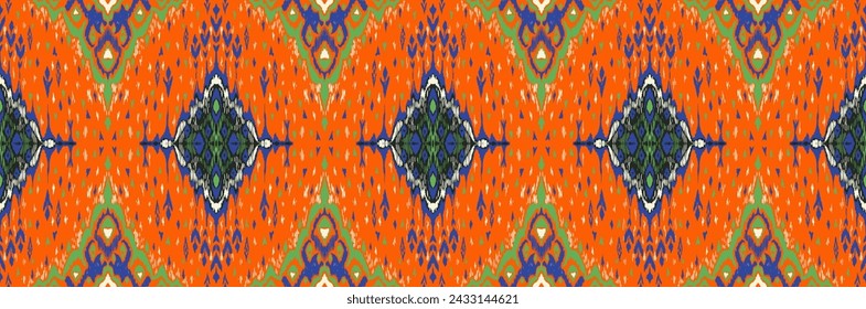 Diamond seamless pattern. Ikat geometric folklore ornament. Tribal ethnic vector texture. Aztec style. Folk embroidery. Indian, Moroccan, Turkish, Kazakh, Scandinavian, Gypsy, Mexican, African rug.