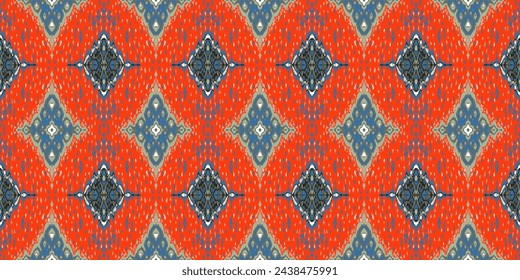 Diamond seamless pattern. Ikat geometric folklore ornament. Tribal ethnic vector texture. Aztec style. Folk embroidery. Indian, Moroccan, Turkish, Kazakh, Scandinavian, Gypsy, Mexican, African rug.