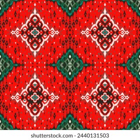 Diamond seamless pattern. Ikat geometric folklore ornament. Tribal ethnic vector texture. Aztec style. Folk embroidery. Indian, Moroccan, Turkish, Kazakh, Scandinavian, Gypsy, Mexican, African rug.
