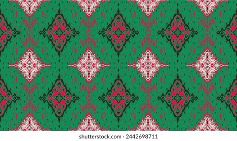 Diamond seamless pattern. Ikat geometric folklore ornament. Tribal ethnic vector texture. Aztec style. Folk embroidery. Indian, Moroccan, Turkish, Kazakh, Scandinavian, Gypsy, Mexican, African rug.