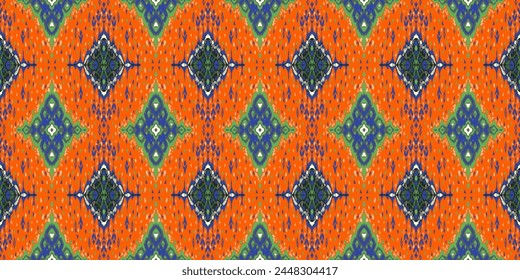 Patrón sin costuras de diamante. Adorno de folclore geométrico Ikat. Textura de Vector étnico tribal. Estilo azteca. Bordado de Folk. Alfombra india, marroquí, turca, kazaja, escandinava, gitana, mexicana, africana.