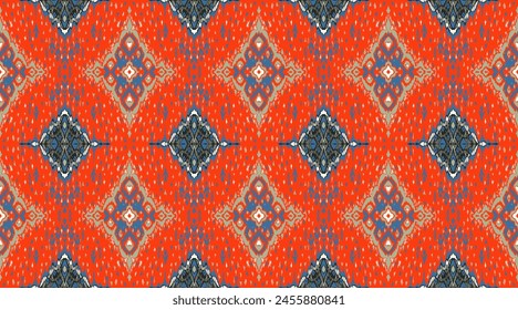 Diamond seamless pattern. Ikat geometric folklore ornament. Tribal ethnic vector texture. Aztec style. Folk embroidery. Indian, Moroccan, Turkish, Kazakh, Scandinavian, Gypsy, Mexican, African rug.