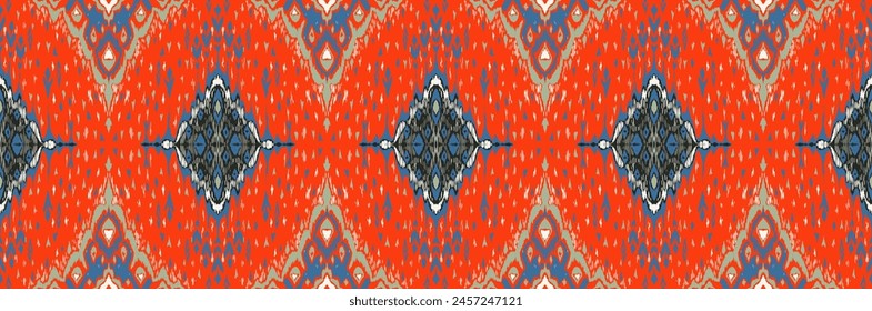 Diamond seamless pattern. Ikat geometric folklore ornament. Tribal ethnic vector texture. Aztec style. Folk embroidery. Indian, Moroccan, Turkish, Kazakh, Scandinavian, Gypsy, Mexican, African rug.