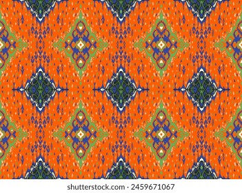 Diamond seamless pattern. Ikat geometric folklore ornament. Tribal ethnic vector texture. Aztec style. Folk embroidery. Indian, Moroccan, Turkish, Kazakh, Scandinavian, Gypsy, Mexican, African rug.